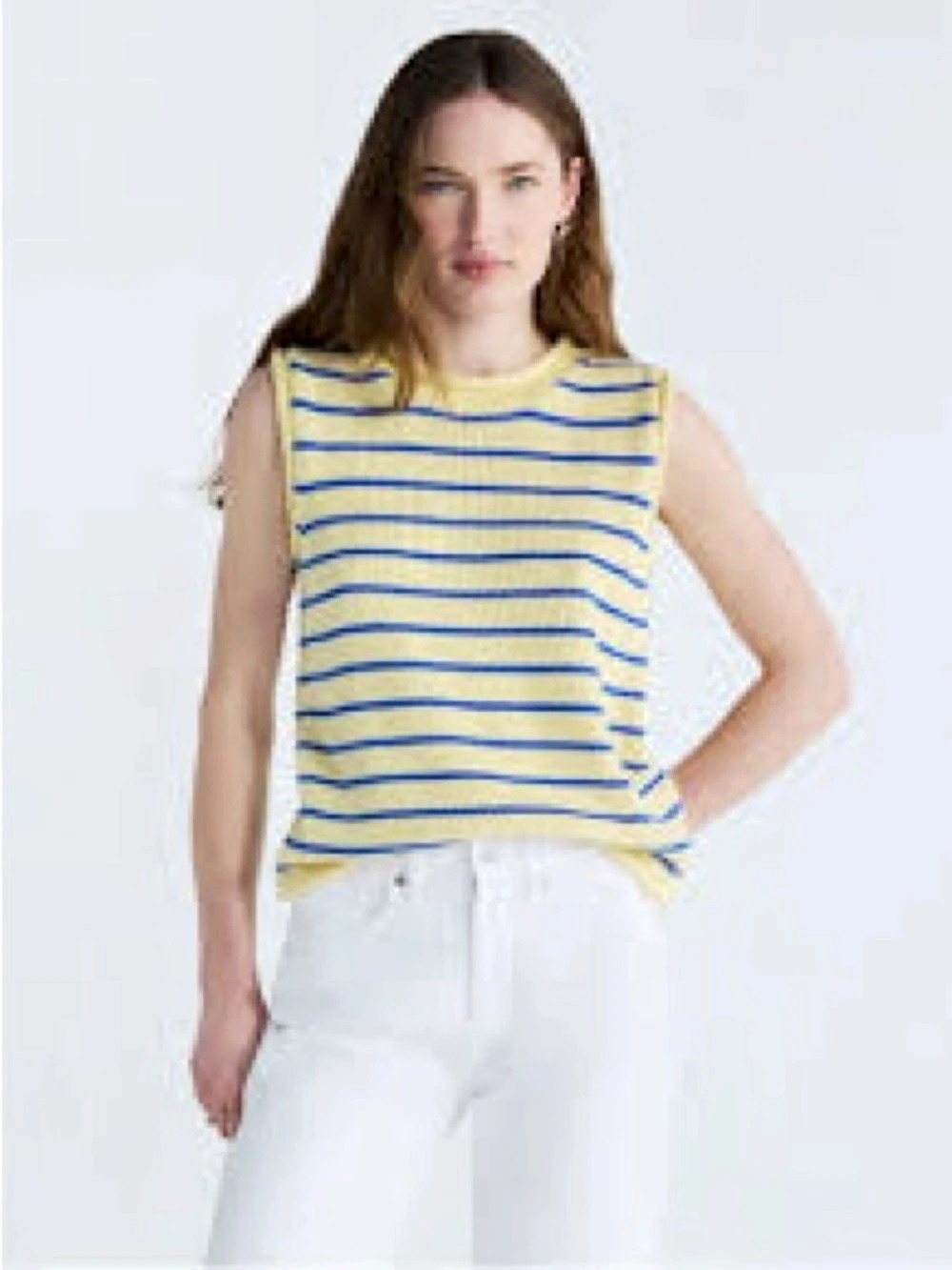 Free Assembly Striped Sleeveless Sweater Vest Yellow & Blue XL